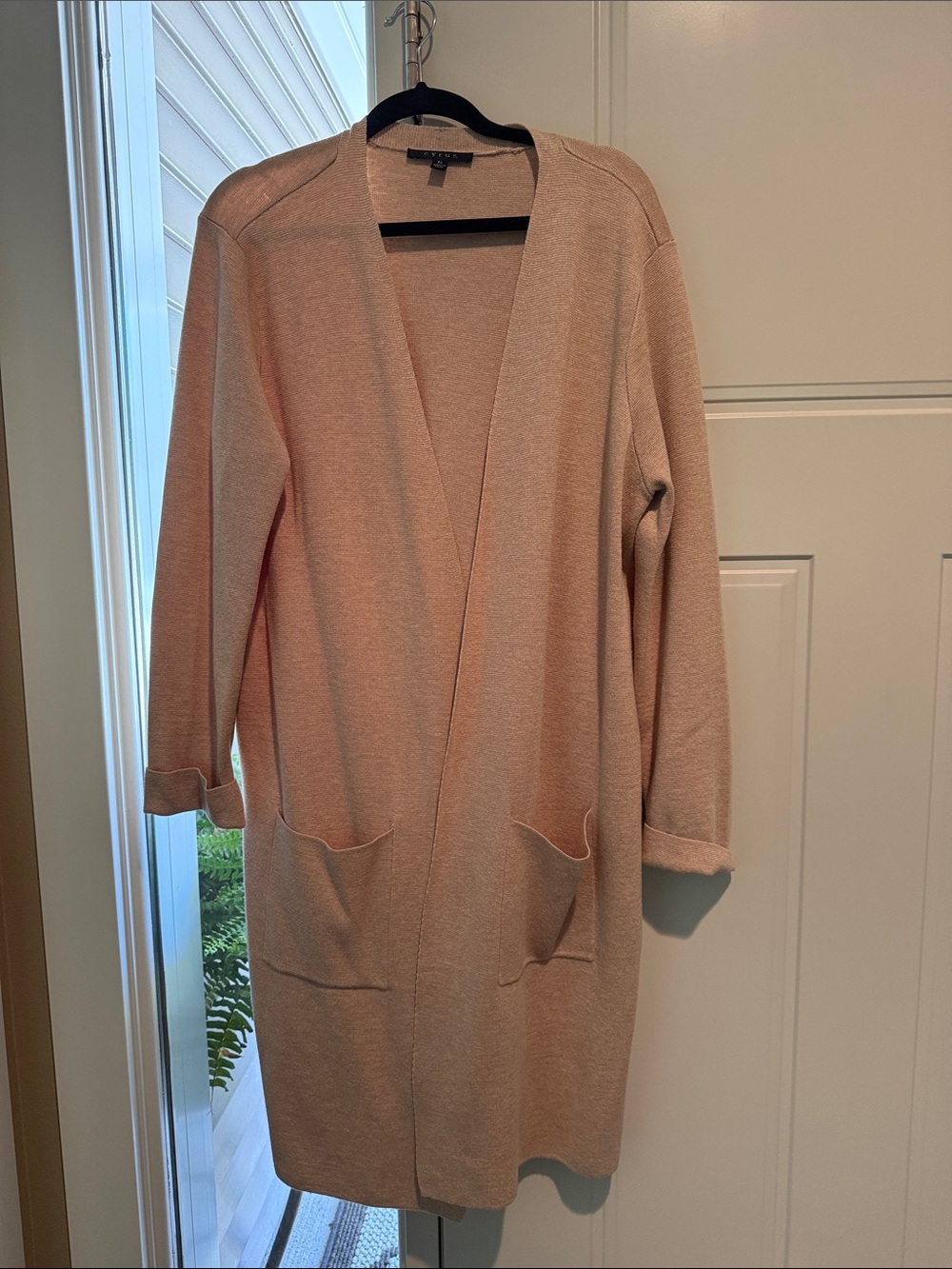 Cyrus Cream Open-Front Long Cardigan